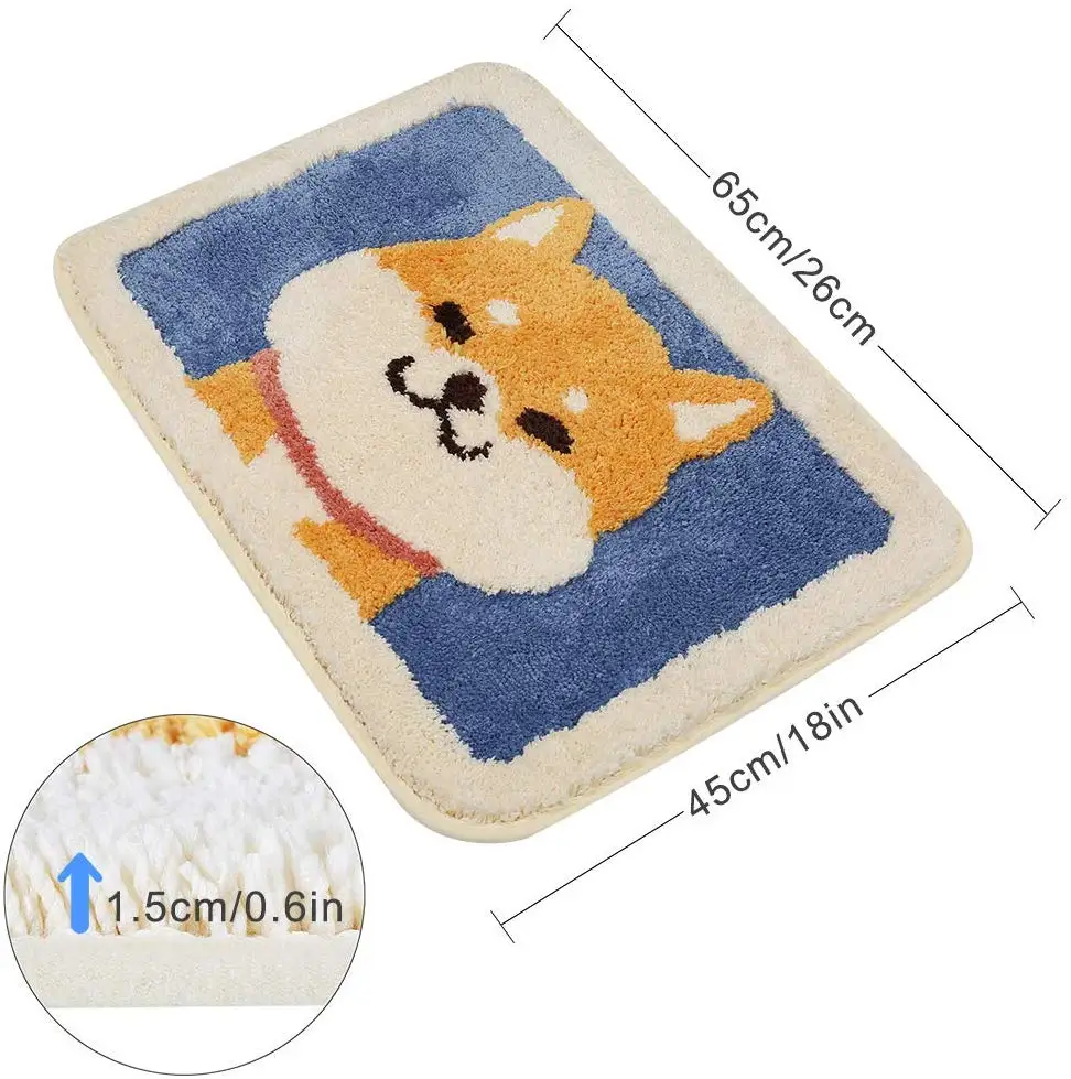 shiba inu cartoon door mat bath rug anti slip water absorption shower home dog carpet toilet door bathroom anti skid pad free global shipping