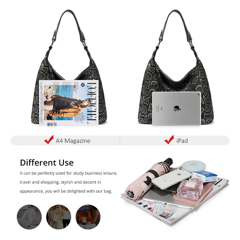 Женская сумка хобо из натуральной кожи с принтом животных|Сумки ручками| |