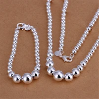925 color silver bracelets necklace jewelry set for women fine buddha beads fashion party gifts girl student