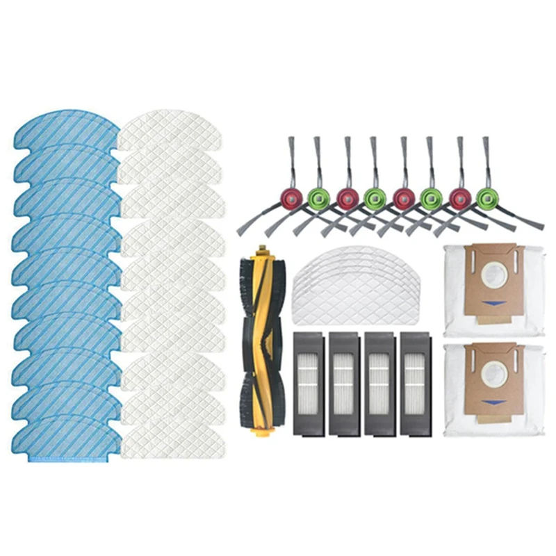 

1set for ECOVACS DEEBOT OZMO T8 Main Brush Side Brush Filter & 10 x Disposable Wipes + 10X Cleaning Wipes Cloth