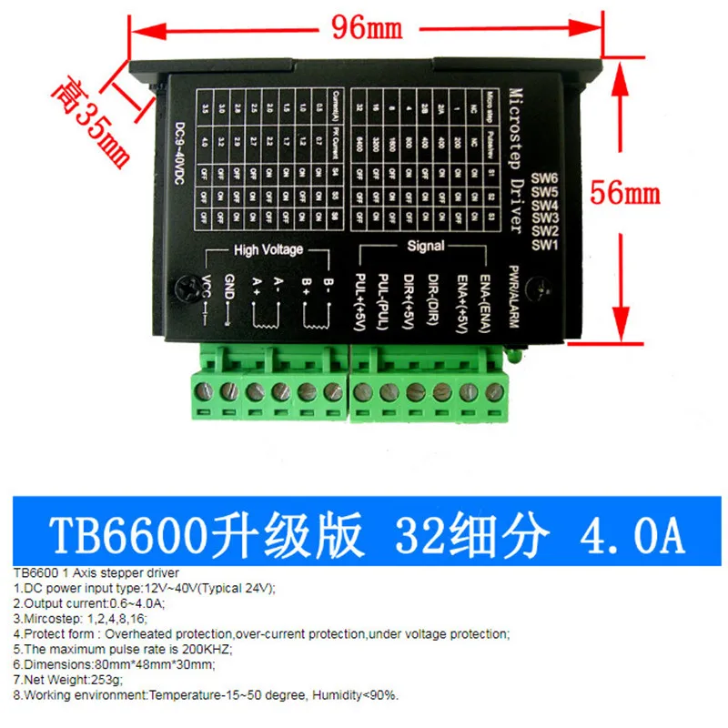 Набор шагового двигателя Nema 23: двигатель+ Драйвер TB6600+ коммутационная плата+ блок питания 350 Вт маршрутизатор с ЧПУ 3 оси комплект