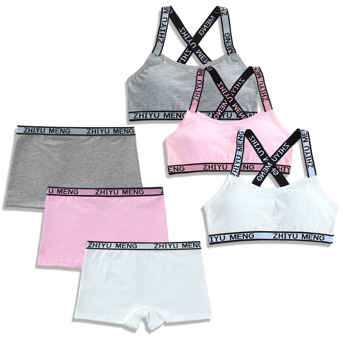 

Bra+Panties Teenage Cotton Letter Underpants Set Girls Kids Bra And Panty Sets Teens Puberty Bra Panties Underwear 8-18Years Old