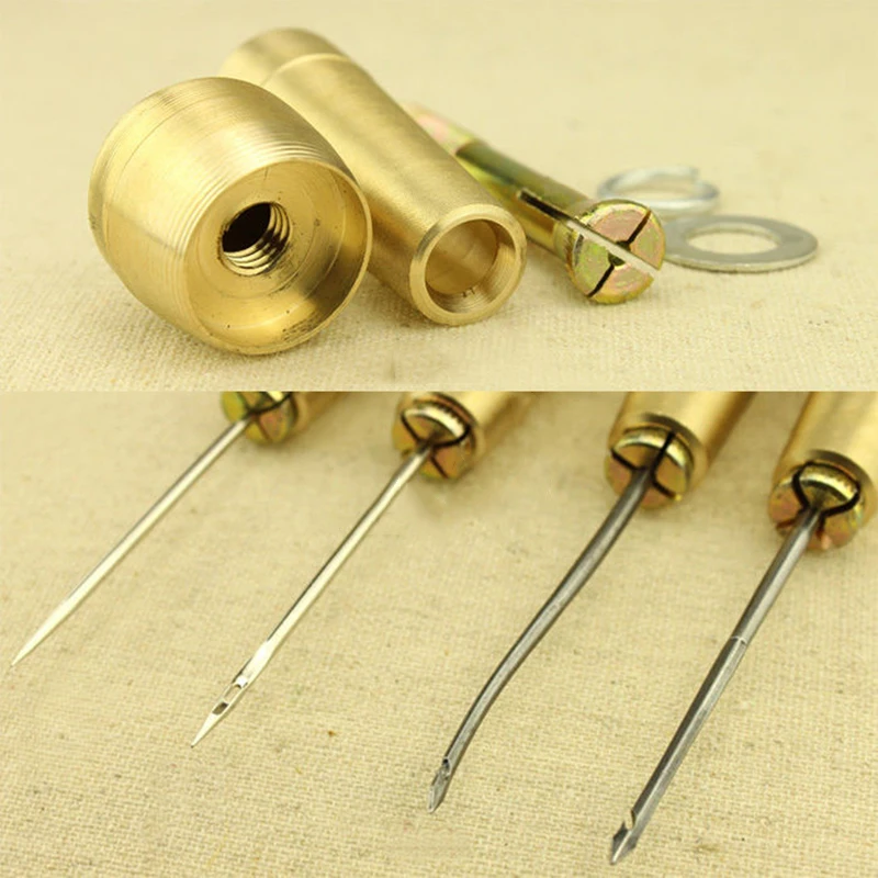 

Copper Handle Needles Sewing Awl Hand Stitcher Shoe Repair Tool Kit For DIY Sewing Canvas Leather Repairing