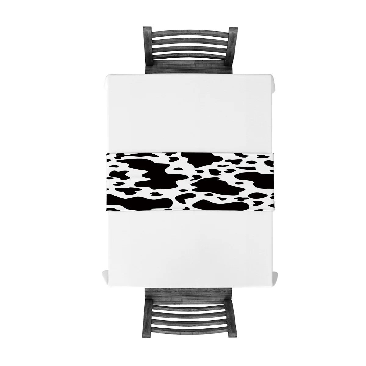 Black White Graffiti Cow Spot Table Runners Tablecloths Holidays Vintage Wedding Party Long Runner Stain Resistant Dress | Дом и сад