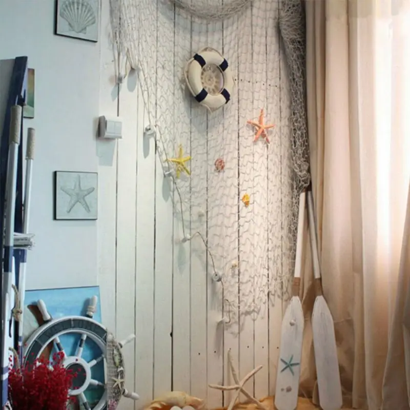 2019 Fahsion New Home Decor Beige Seaside Beach Theme Decorative Sea Ocean Fish Net Wall Party |