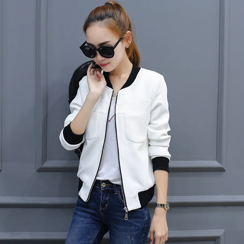 Женская Осенняя куртка модная женская однотонная бомбер на молнии повседневное