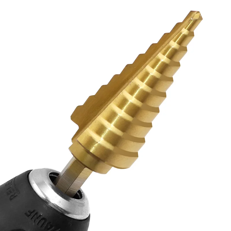 4-22 HSS Step Drill Bit Straight Groove Titanium Coated Wood Metal Hole Cutter 4241 High Speed Steel Core | Инструменты
