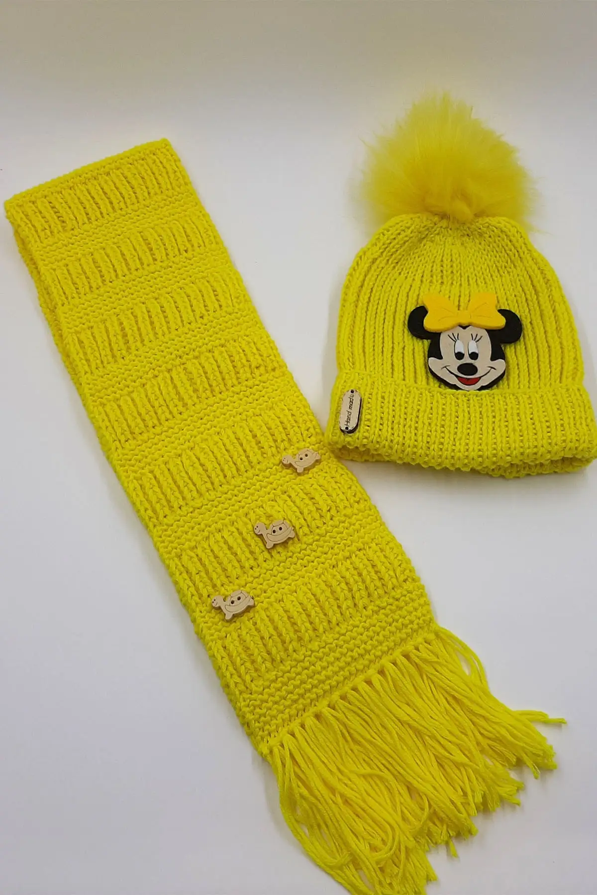 

Набор из шарфа, шапки и перчаток, желтый Органический Детский шарф, берет