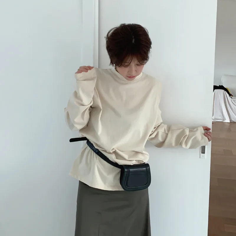 Женская ажурная Толстовка GALCAUR свободная кофта с круглым вырезом и длинными