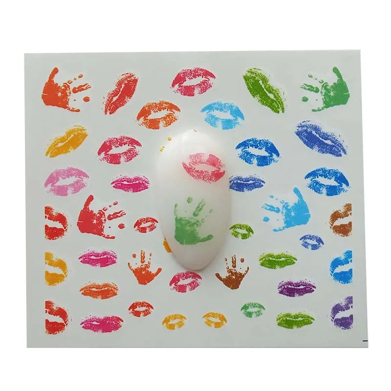 Наклейки для ногтей водная наклейка красочные ладони и губы узор 3D маникюрная