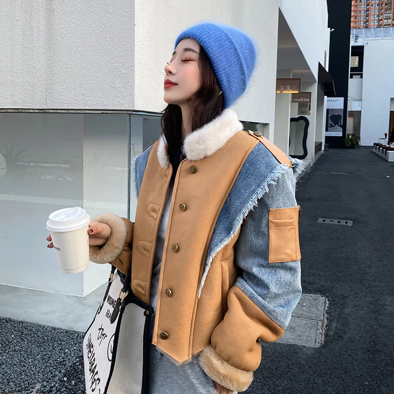 

ladies 2022 high quality Suede Fur Warm Long Sleeves jackets and coats wholesale Mn02