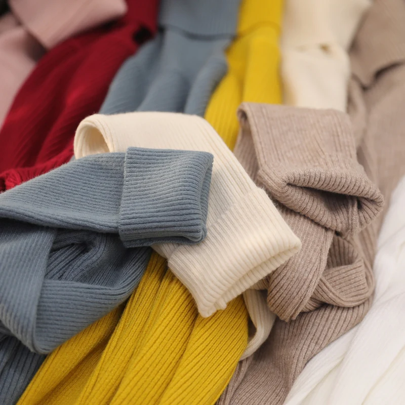 Вязаные женские водолазки свитера пуловеры весна-осень базовые пуловер