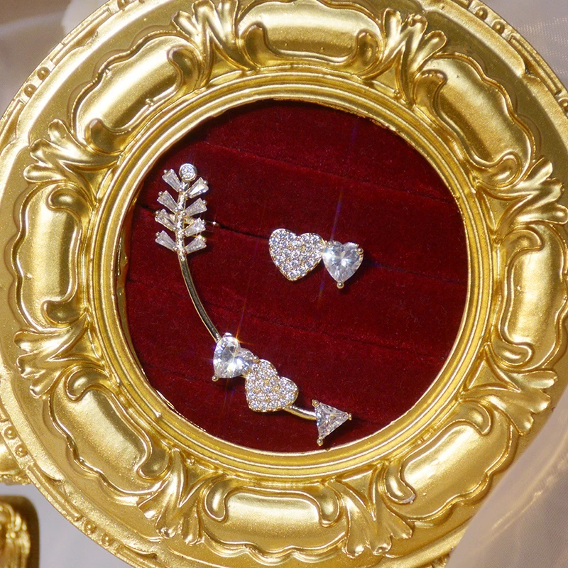 

2021 New Arrive Popular Design 14K Real Gold Cupid Arrow Earrings for Women Charm Jewelry Zirconia S925 Silver Needle Party Gift