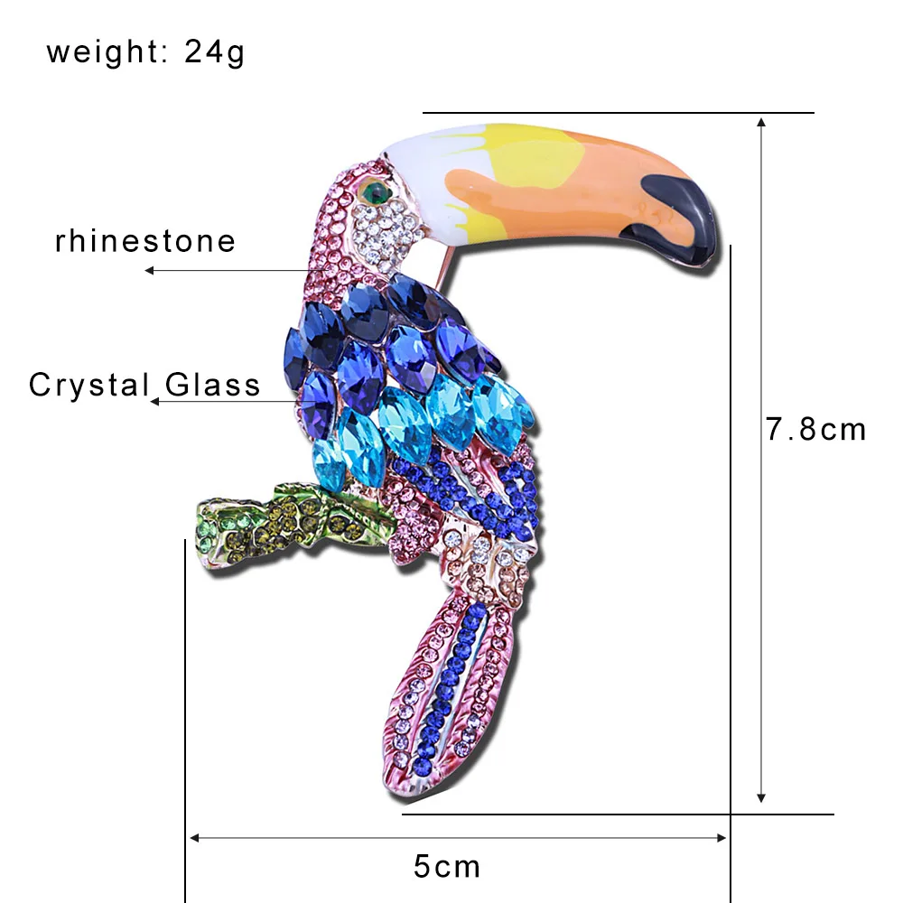 FARLEENA модные ювелирные изделия цветные Кристаллы Стразы Большой рот попугай