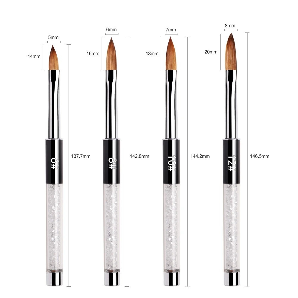 Щетка для ногтей колонковый волос Стразы с алмазными металлическими ручка