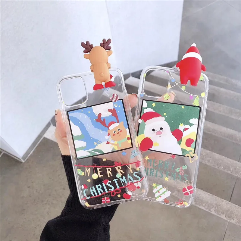 Cartoon Deer Christmas Phone Case For iPhone 11 Pro Max XR XS X Silicone Matte Cover 7 8 Plus 6 6S Xmas Gifts |
