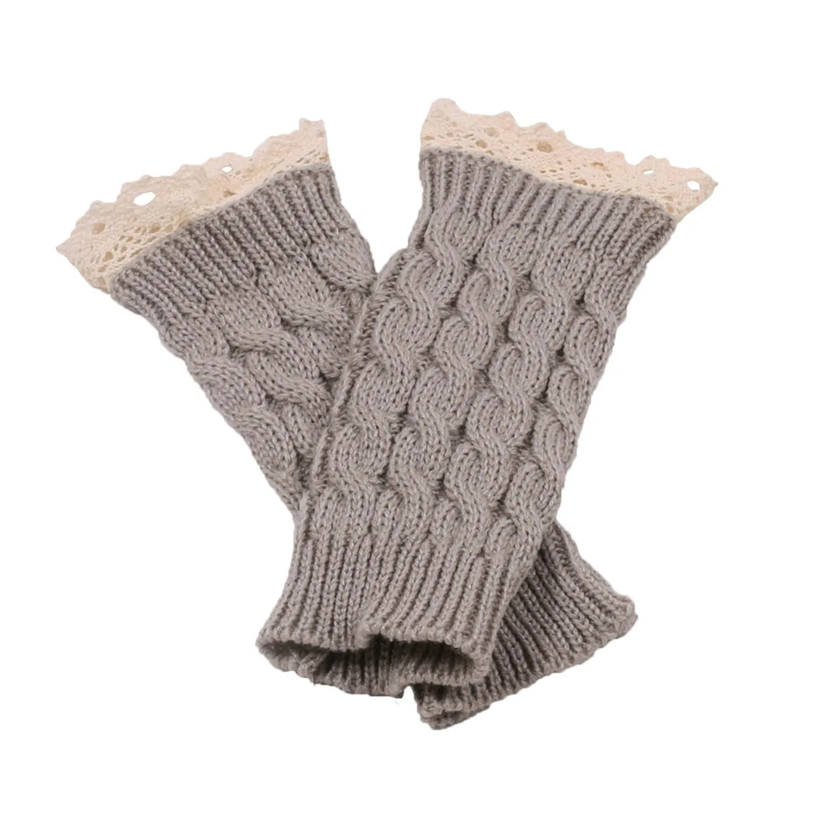 

Sagace 2021 New Gloves Women's Casual Solid Knit Lace Mittens Fingerless Half Knitted Gloves