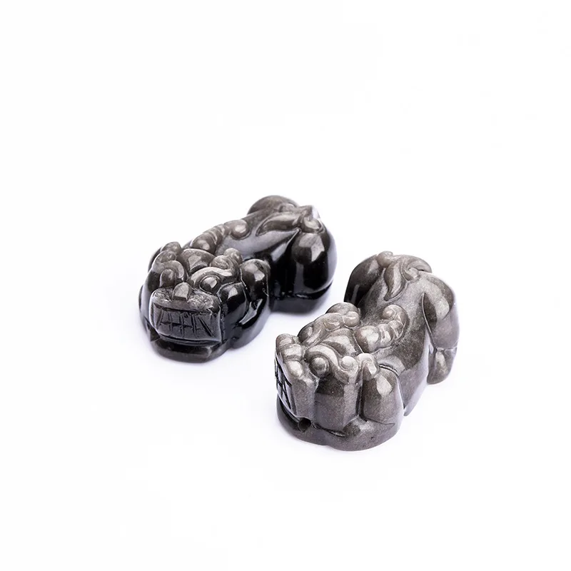 

1pc Natural Obsidian Carved (Brave Troops) Beads Chinese mythical mascot Lucky and Fortune Amulet Pendant DIY Accessories