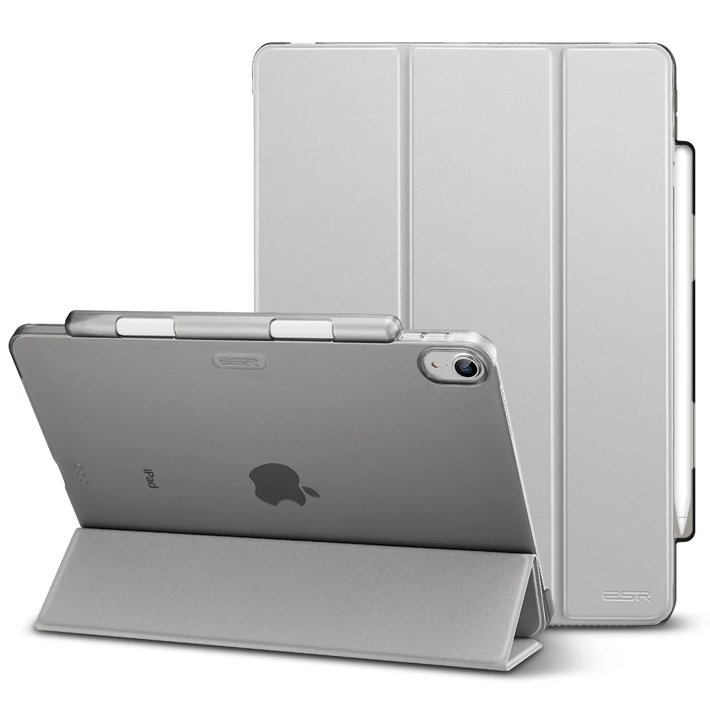 Gray Чехол ESR для iPad Pro 11, Ультратонкий чехол из искусственной кожи, прозрачная задняя крышка из поликарбоната с отделением для карандашей, чехол для зарядки - Цвет: Gray