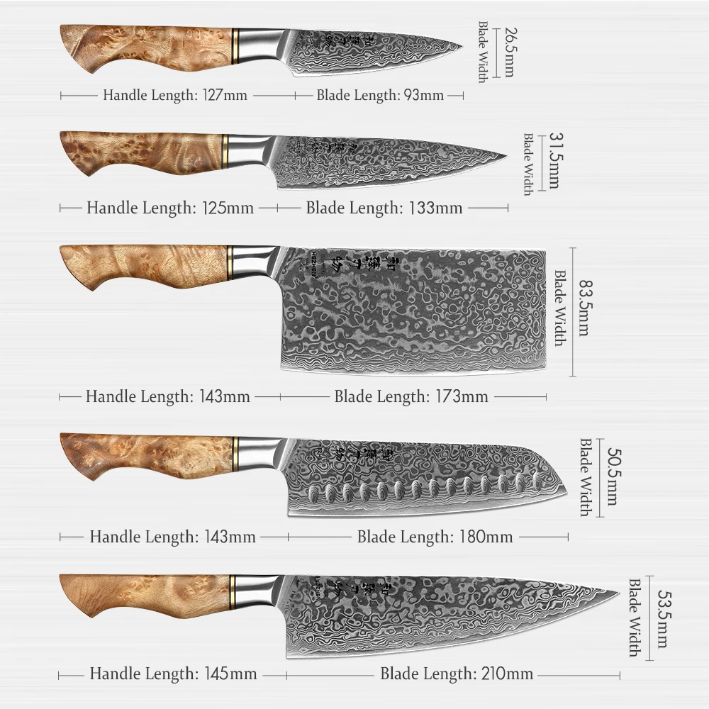 HEZHEN 6 шт набор ножей профессиональные высококачественные острые кухонные ножи из