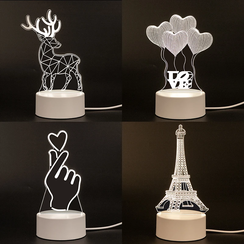 Love 3D Illusion светодиодный ночник детский настольная лампа Креативный светильник