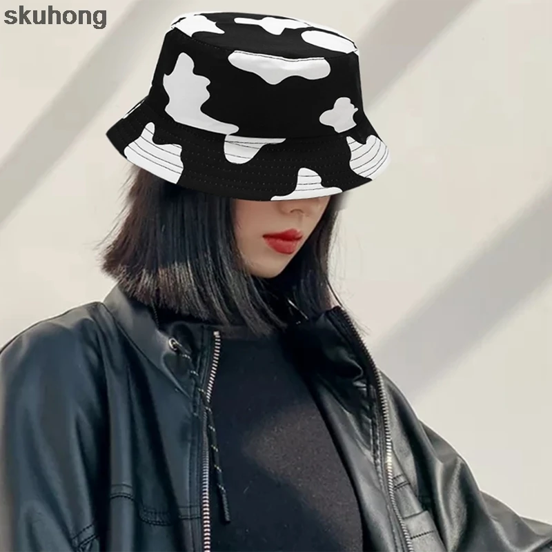 

Double-sided Wearing Cap Visor Bucket Hat Men And Women Street Trend Hat Women Tie-dyed Ink Painting Pattern Fisherman Hat