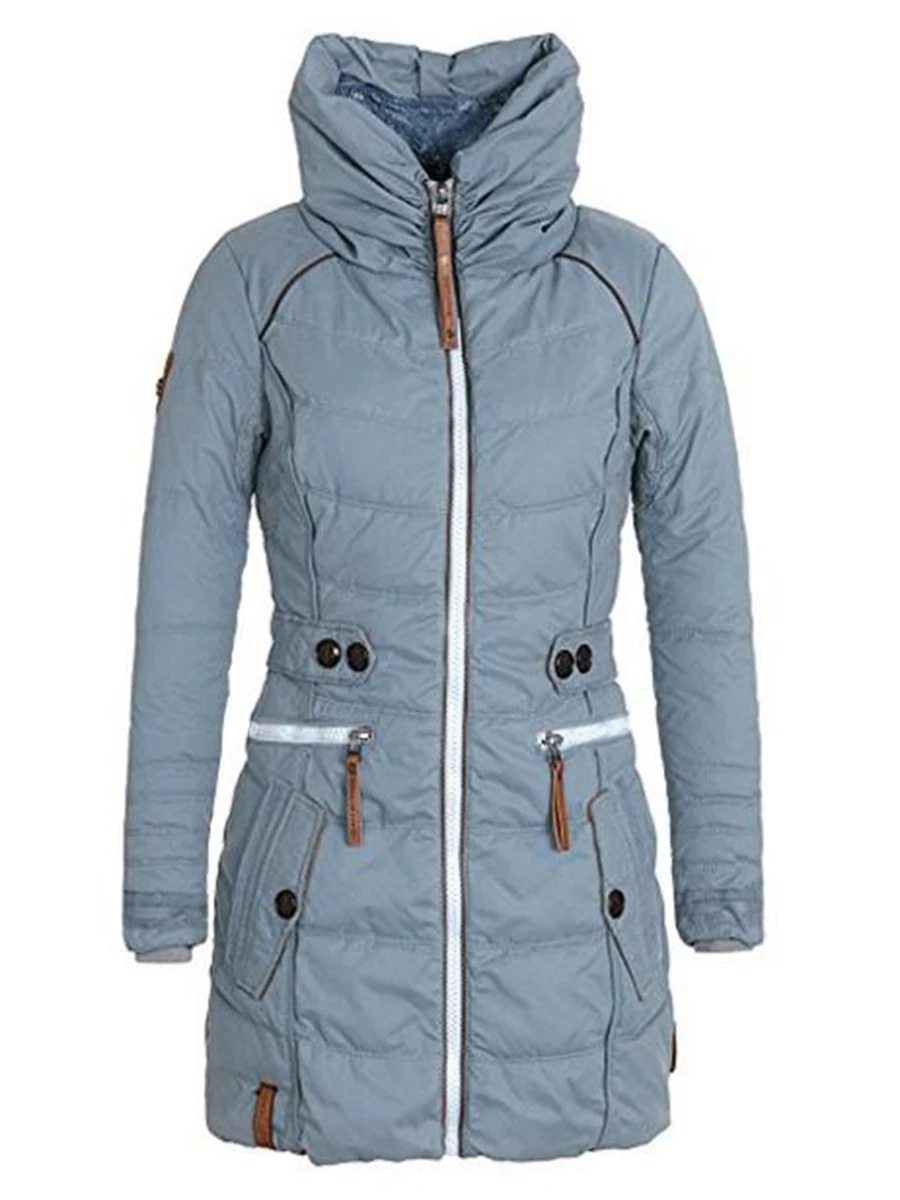 

Women Cotton Padded Coat Winter Coats Thick Fleece Warm Turtleneck Parka Jacket Black Gothic Outwear Pocket Fashion Overcoat