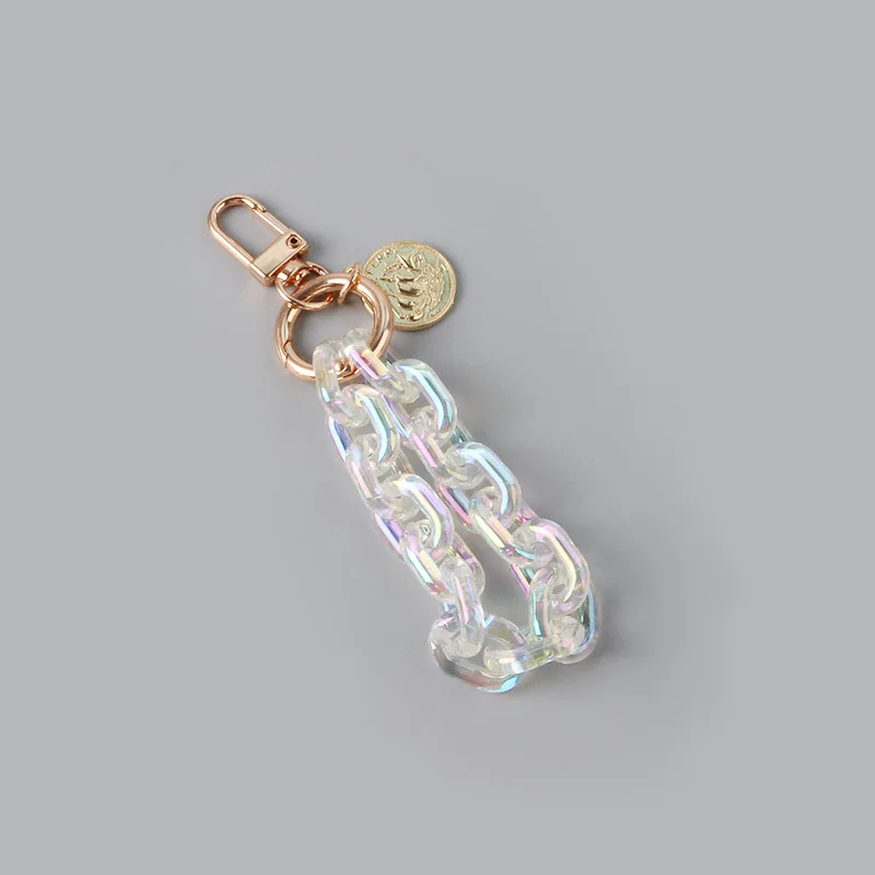 

New Luxury Alloy Rainbow Acrylic Keychain Bag Pendant Accessories Charm Keyring Jewelry Gift Apple AirPods 2/1 Earphone Key Ring