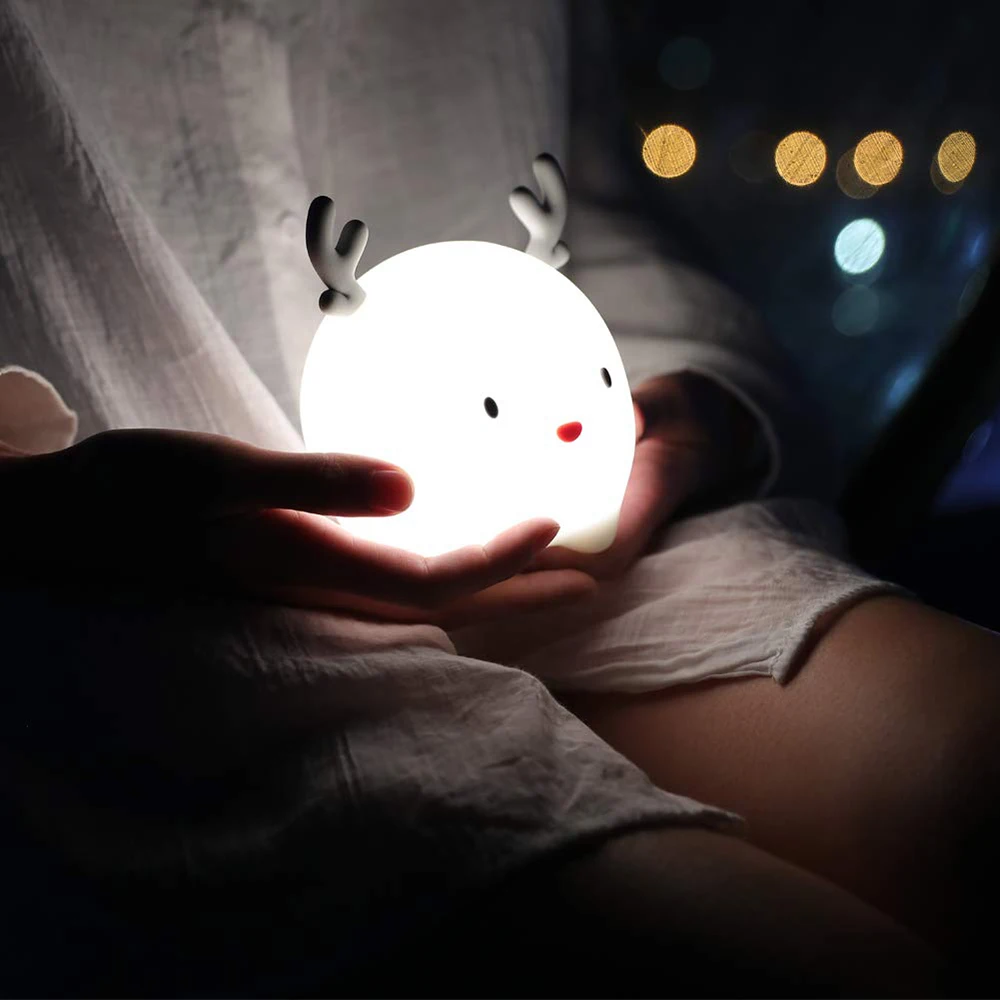 Мягкий силиконовый ночник с изображением оленя портативная перезаряжаемая USB