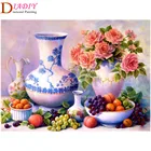 Алмазная 5d-картина сделай сам, фрукты, натюрморт, жизнь, домашняя декоративная Алмазная вышивка, картина, украшение для рукоделия, подарки, цветы, ваза
