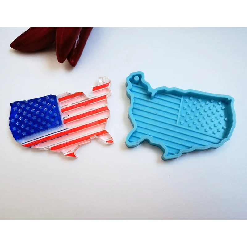

Shiny Glossy Silicone Resin Molds US Map Keychain Mold DIY Keychain Pendant Jewelry Epoxy Resin Crafting Molds