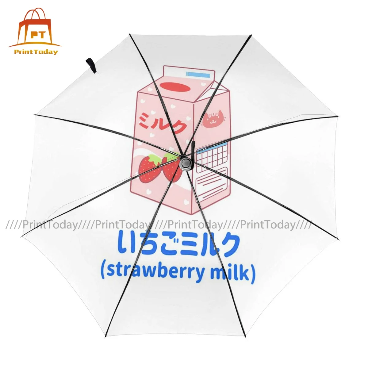

Strawberry Milk Umbrella Protection Backpack Umbrella Cool Automatic Painting Folding Umbrella