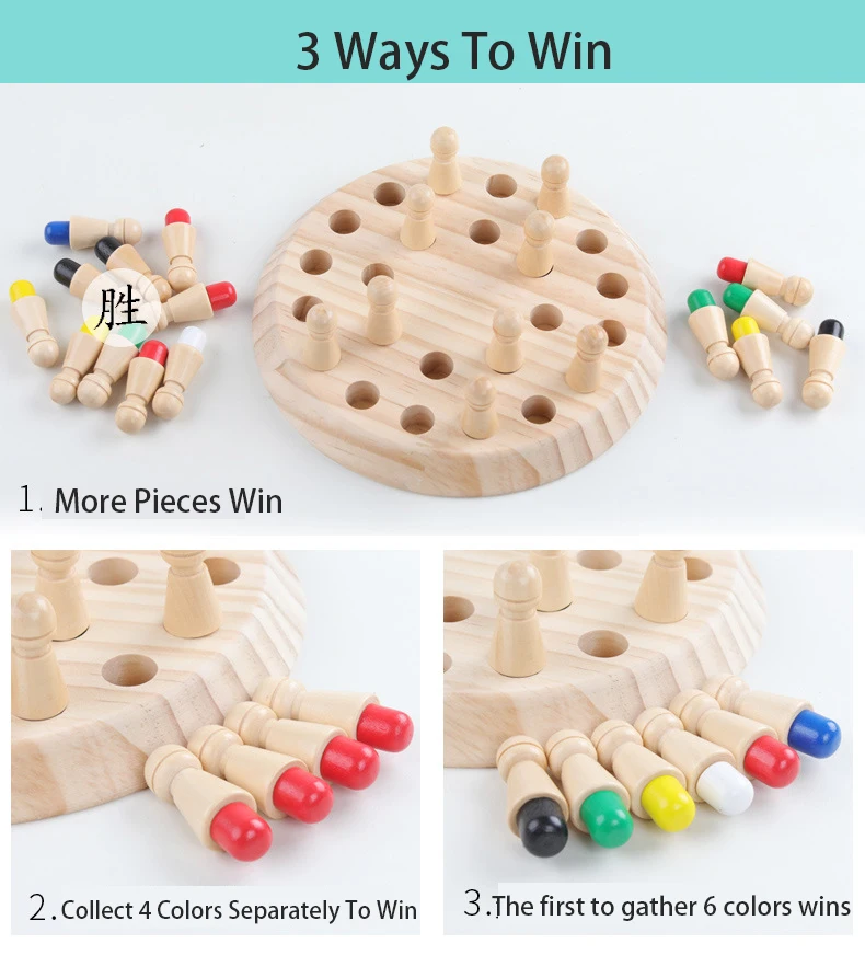 Montessori Educational Kids Wooden Memory Match Stick Chess Game Fun Block Board Color Cognitive Ability Toy for Gift | Игрушки и хобби