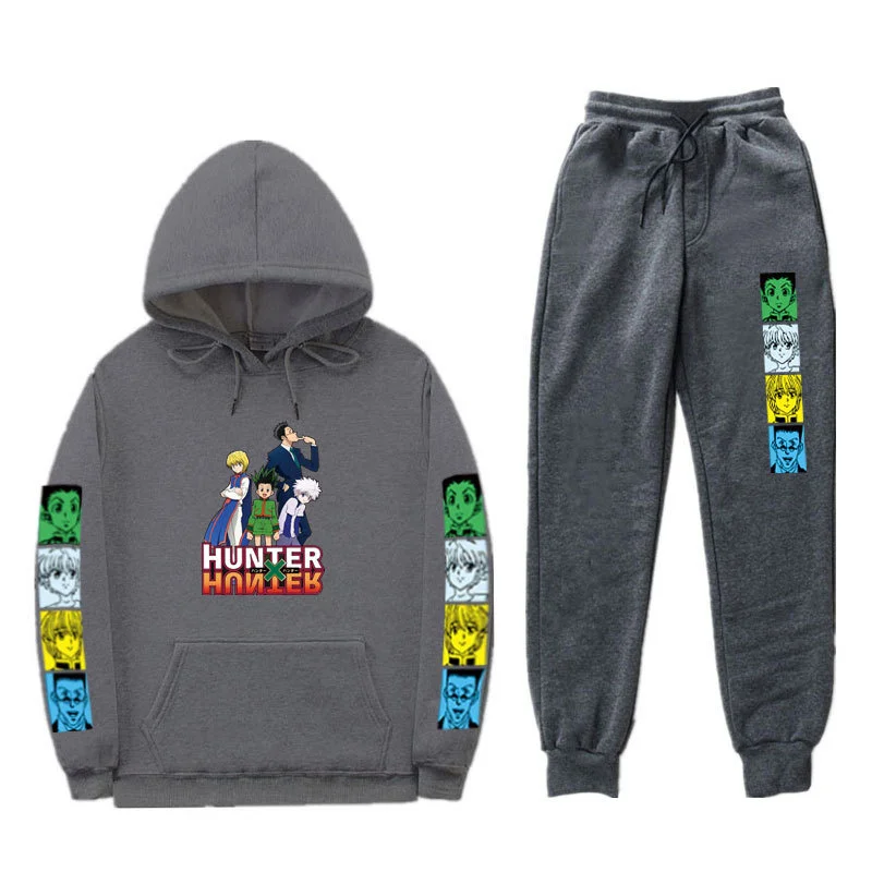 

HUNTERxHUNTER Hoodie+ Sweatpants Men Woman Tracksuit 2 Pieces Sets Ropa Hombre Jogging Autumn Winter Clothing