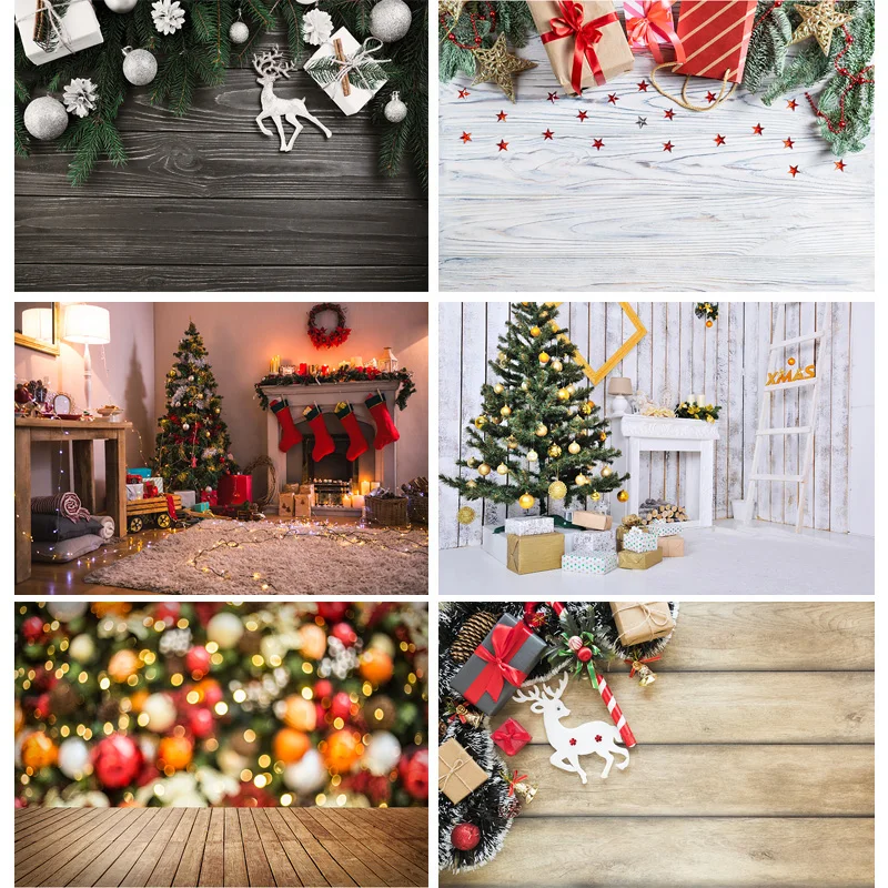 

Vinyl Custom Photography Backdrops Flower and Wood planks Christmas Theme Photo Studio Background 1910232426FF-02