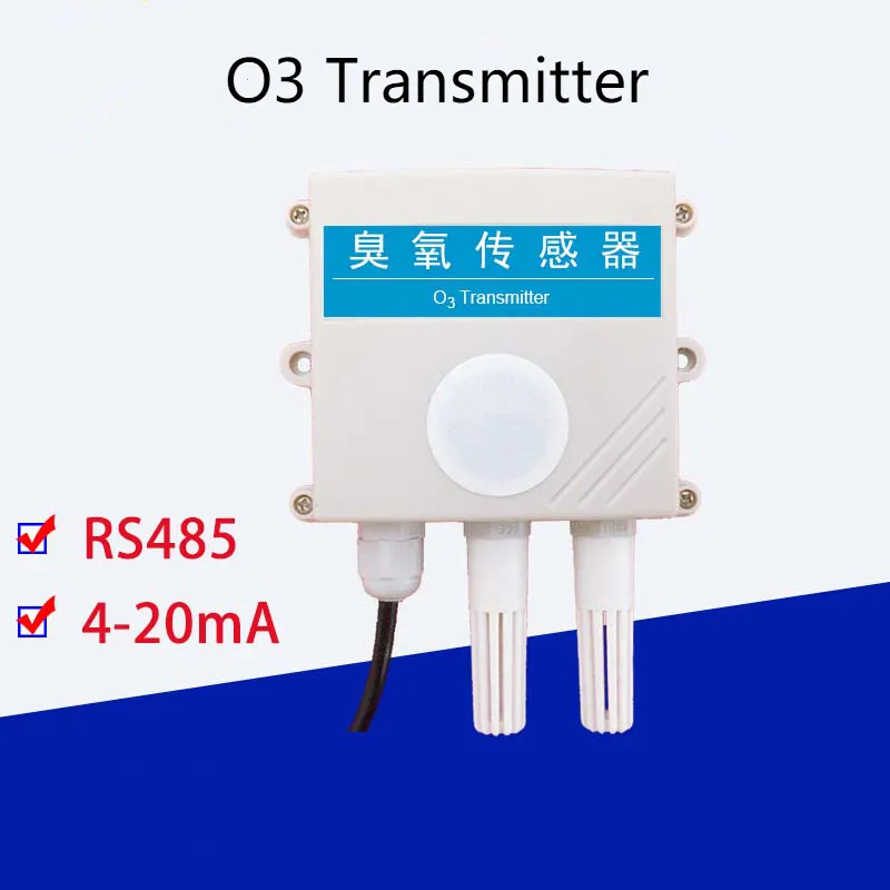 

O3 Ozone Sensor Concentration Transmitter Detection Detector 4-20mA Analog RS485 Output with Temperature and Humidity