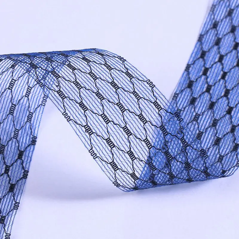 5 ярдов/партия решетка вышивка органза сатин лента для DIY ремесло волос бант