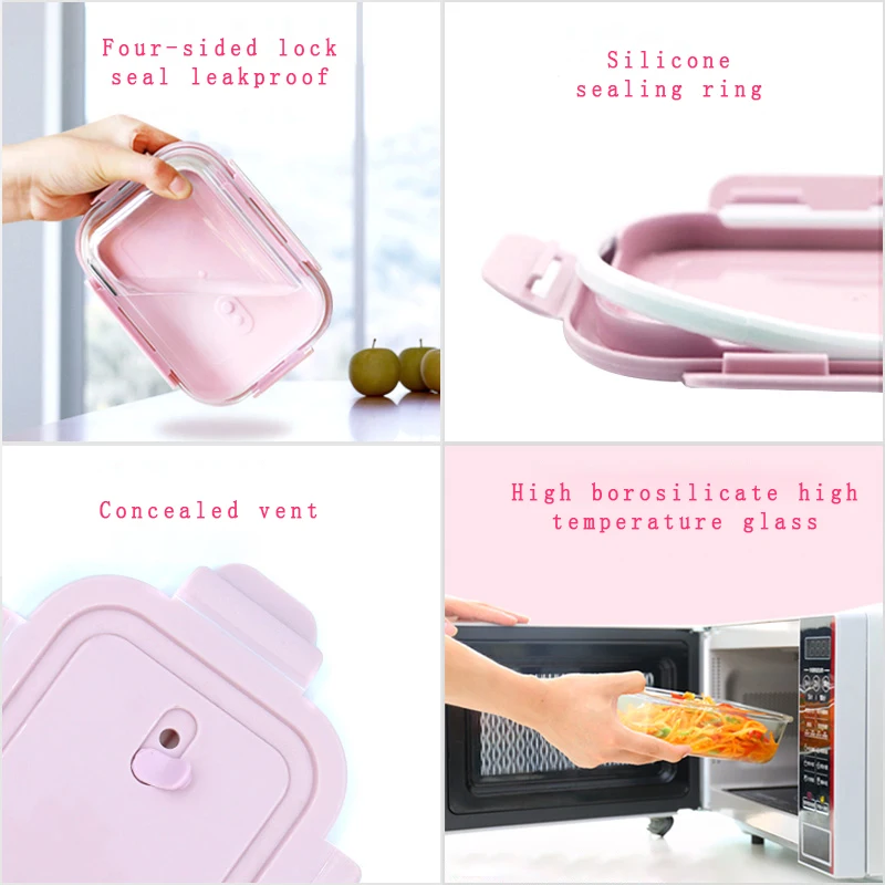 2 шт./3 шт. термостойкий стеклянный Ланч бокс с мешком микроволновая миска для