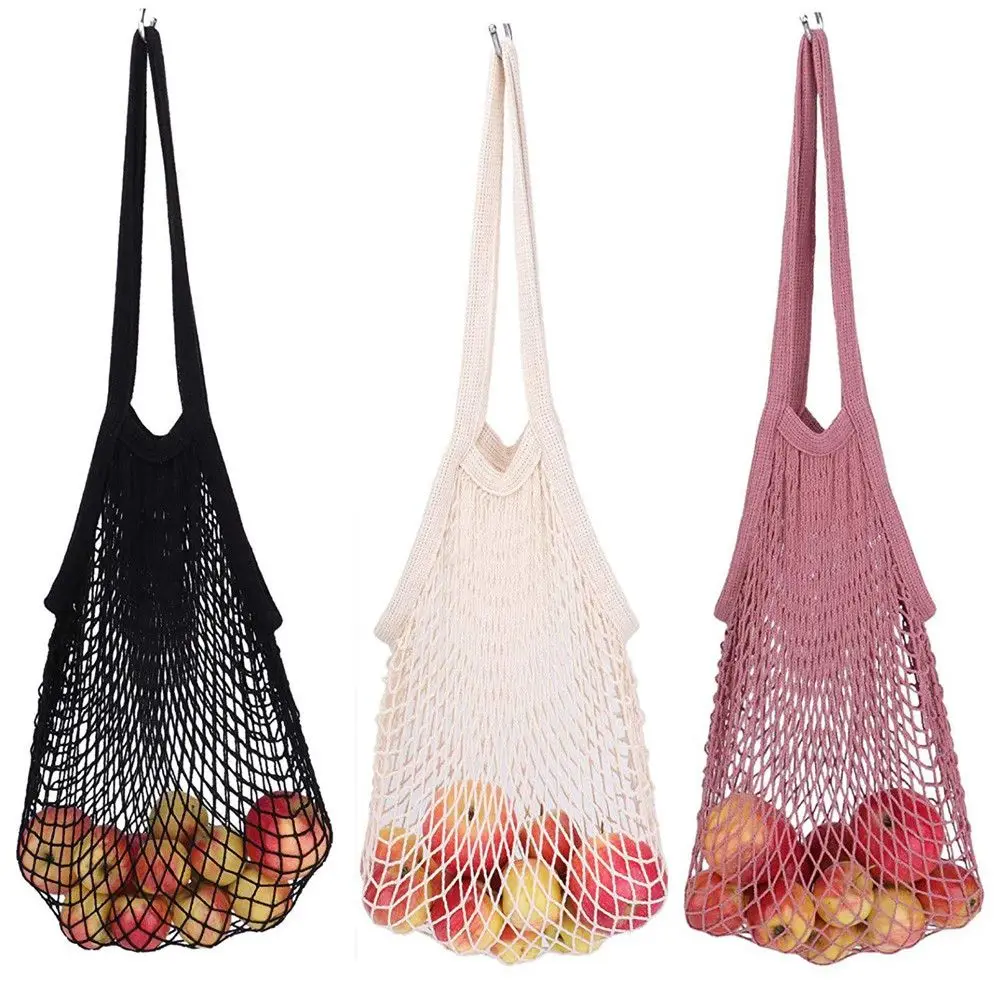 

Portable Reusable Grocery Bags Fruit Vegetable Bag Washable Cotton Mesh String Shopping Bag Storage Organizer Handbag Net Tote