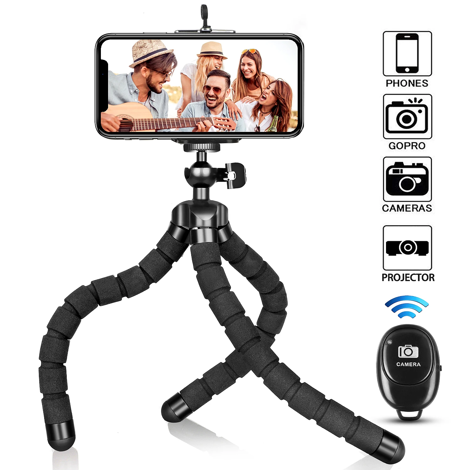 

Phone Holder Flexible Portable Octopus Tripod Bracket,with Wireless Remote and Universal Clip,Compatible with All Phones Cameras