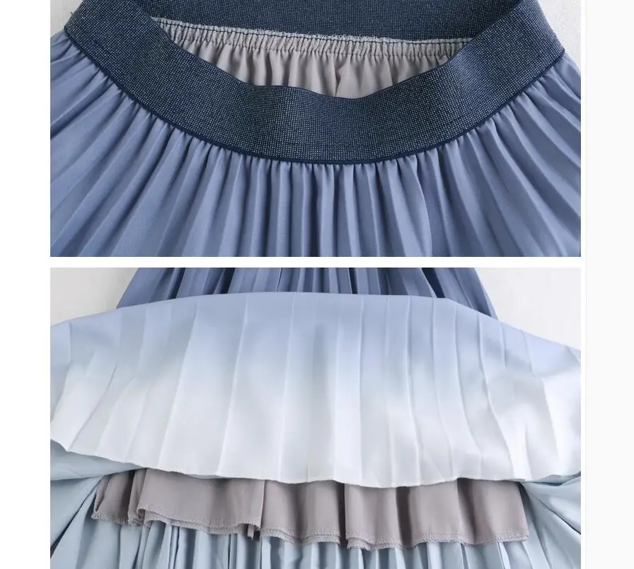

Summer Drape Gradient Maxi Long Thick Chiffon Skirt Elegant Candy Colored A-line Pleated Long Skirts