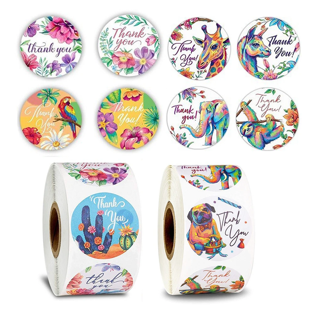 

500 шт./рулон, круглая наклейка с надписью «Thank You»