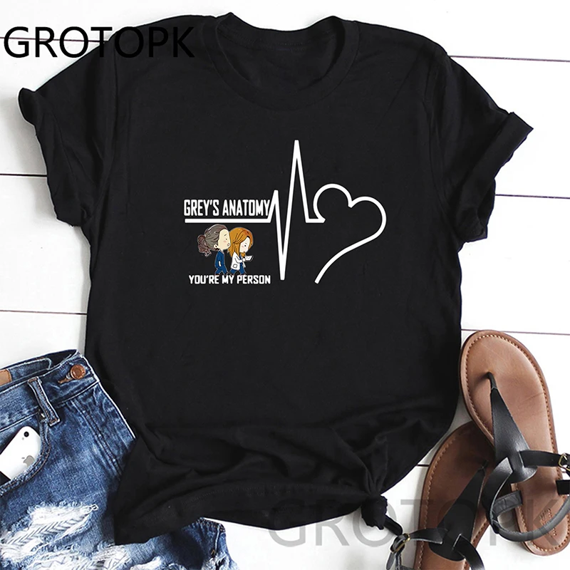 Greys Anatomy Youre My Person T-Shirt Tops Autumn Spring Vintage Short Sleeve Women Tshirt Tees Tumblr | Женская одежда