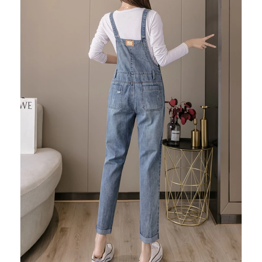 

Women Denim Jumpsuit Playsuit Straps Washed Blue Overalls Rompers Women Playsuits Loose Jeans Jumpsuits Salopette Femme En Jean