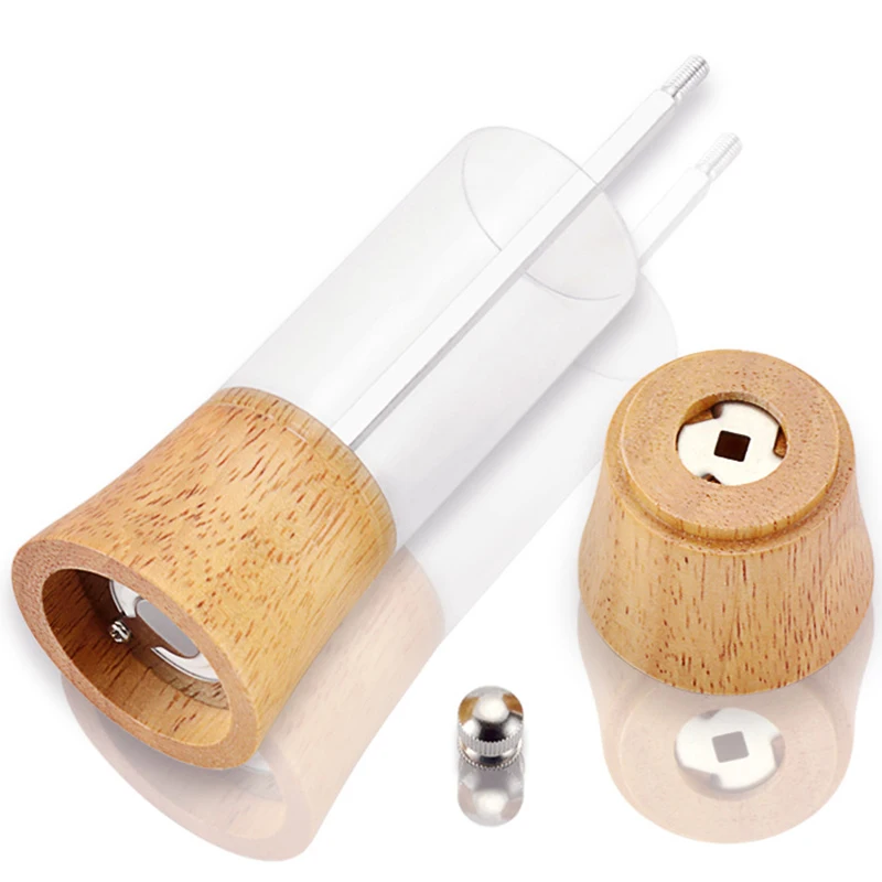 

Acrylic Salt and Pepper Grinder Set, Wooden Salt and Pepper Mills- Shakers with Adjustable Ceramic Core-Salt Grinder and Pepper