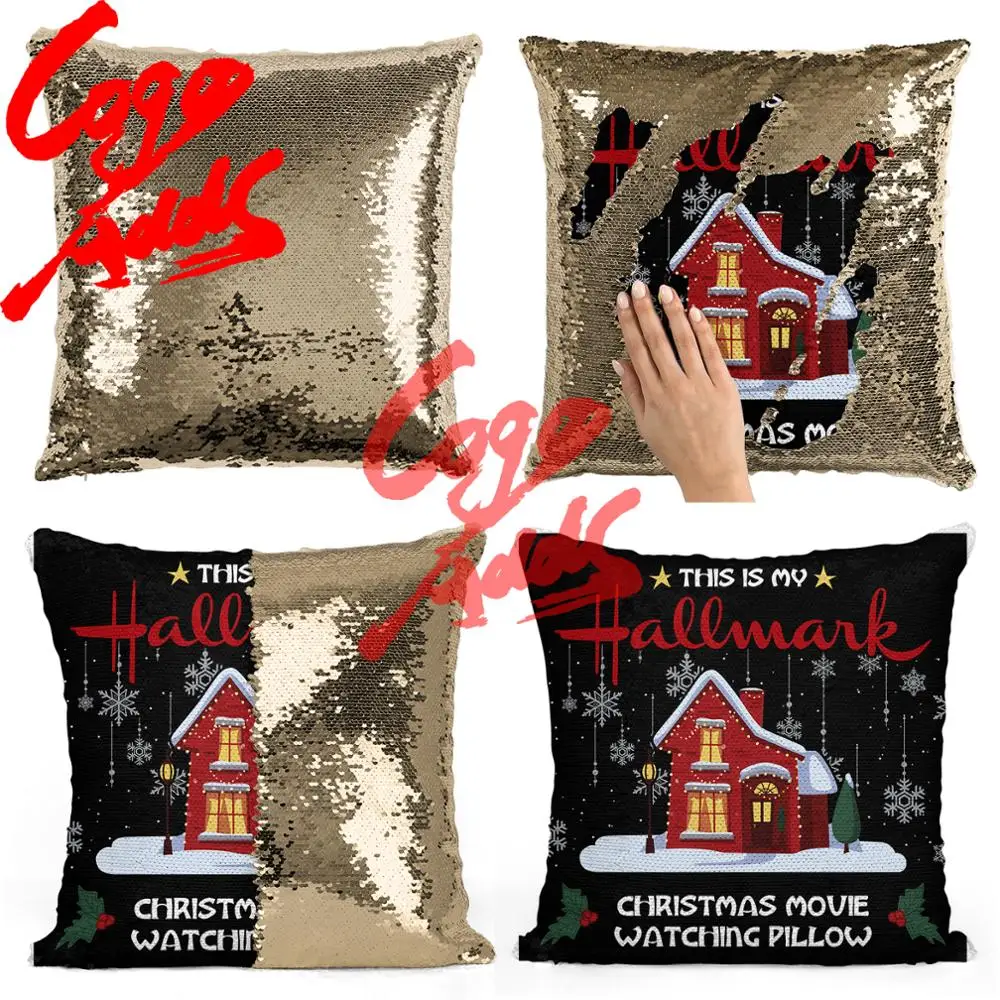 Рождественская домашняя Подушка с блестками | Наволочка Двухцветная подушка