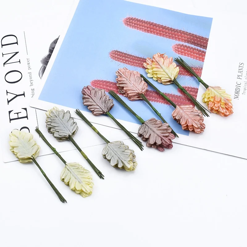 12 шт. рождественские украшения листья для дома свадебная брошь декоративные