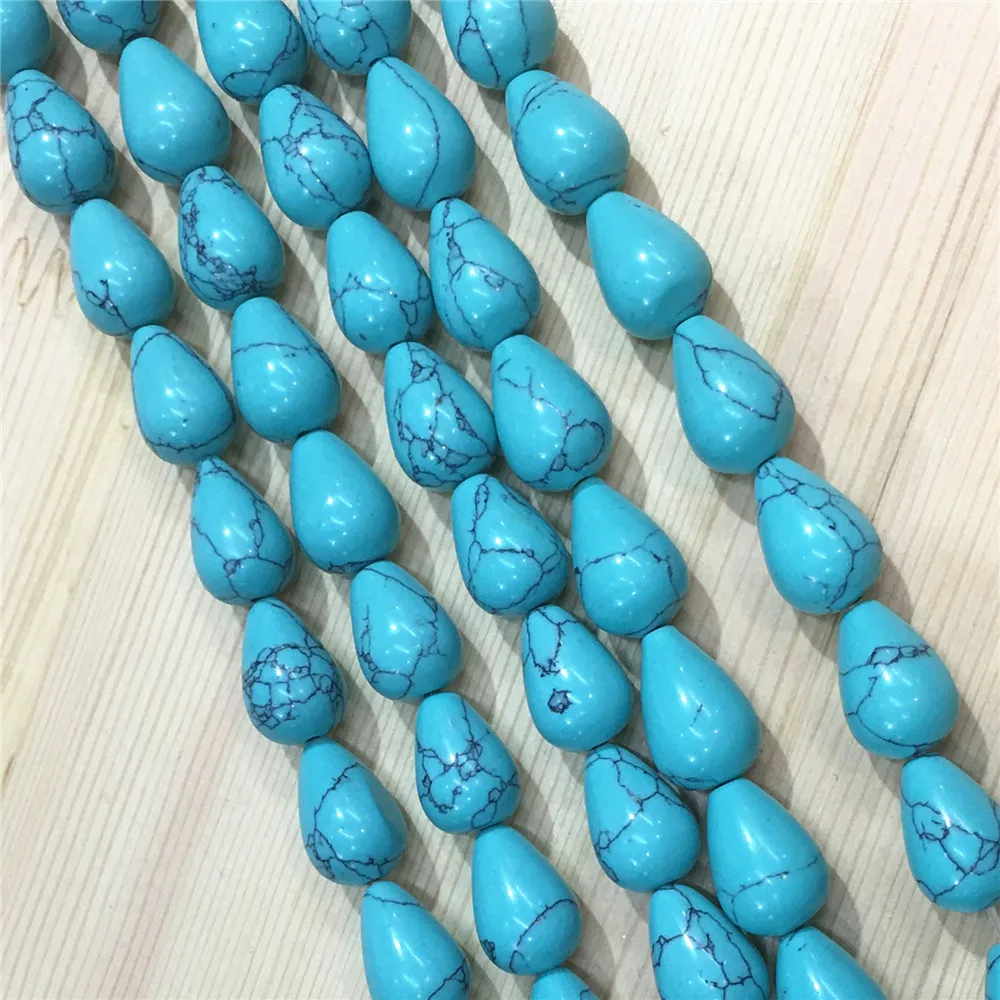 

1 Strand 28Pcs 10x14mm Sky Blue Turquoise Teardrop Loose Beads For DIY Jewelry Making Accessories 15.5Inch Boutique Gift