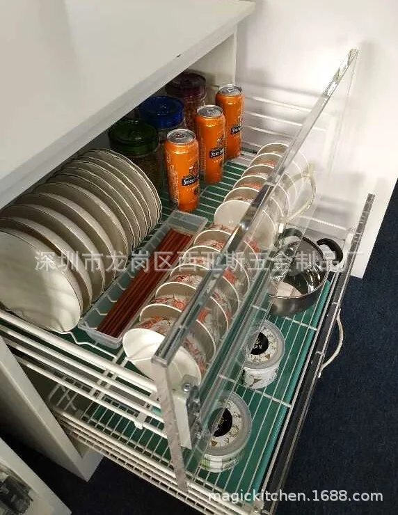 

Double pull water pan for hearth basket