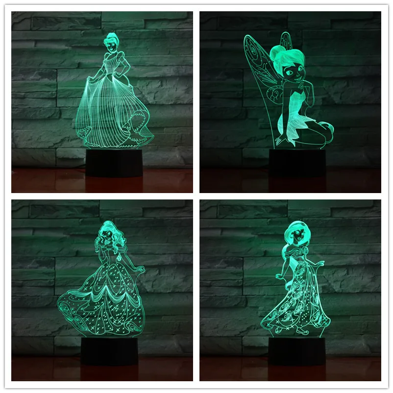 3D светодиодный ночник декор для девочек детские подарки малышей 7 цветов